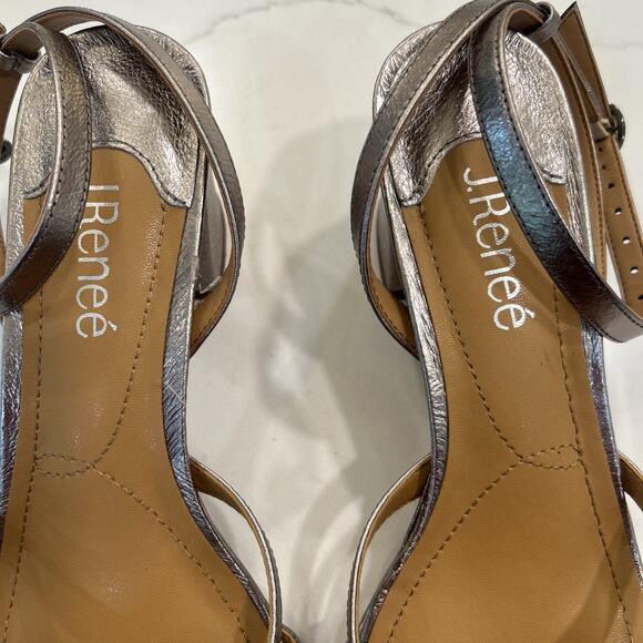 J. Renee Kamelia Size 8m Taupe block Heel Ankle strap Sandals Strappy Heels Shoe - Picture 6 of 11